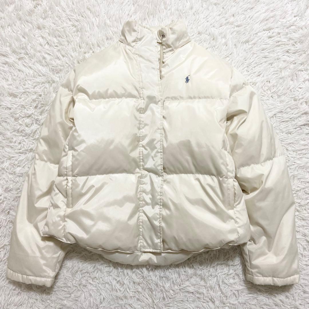 ラルフローレン　ダウンジャケット　肉厚　ホースロゴ　アイボリー　S相当