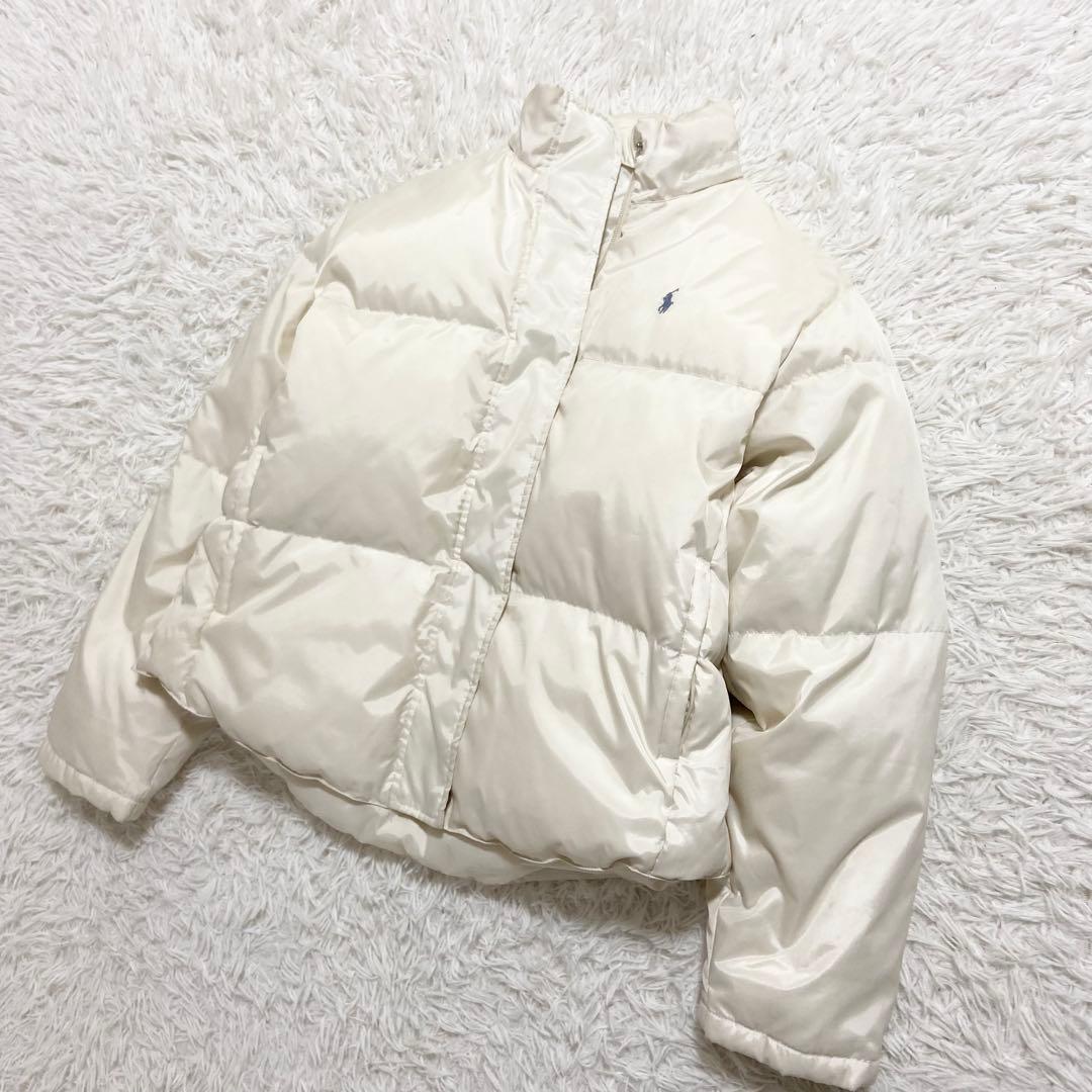 ラルフローレン　ダウンジャケット　肉厚　ホースロゴ　アイボリー　S相当