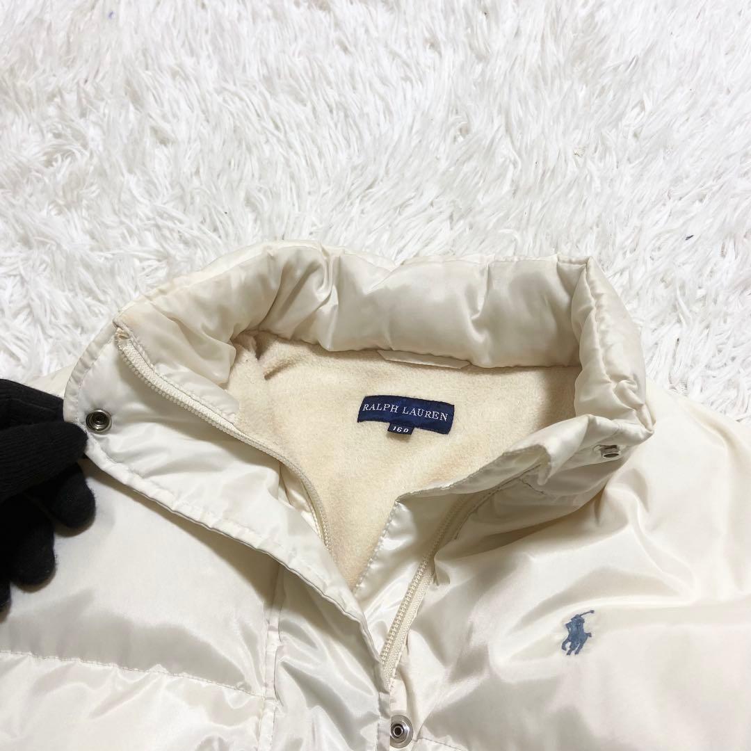 ラルフローレン　ダウンジャケット　肉厚　ホースロゴ　アイボリー　S相当