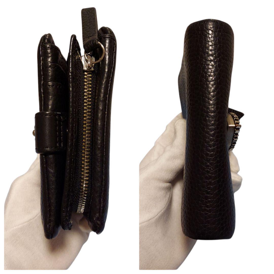 【ear】コンチョ 2つ折り財布 レザー 黒 コンパクト