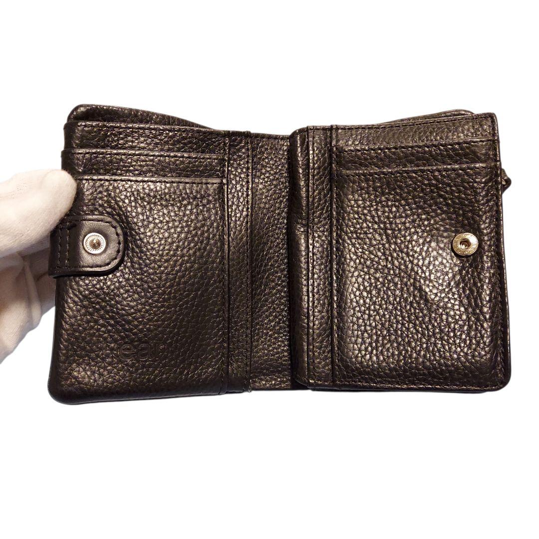 【ear】コンチョ 2つ折り財布 レザー 黒 コンパクト