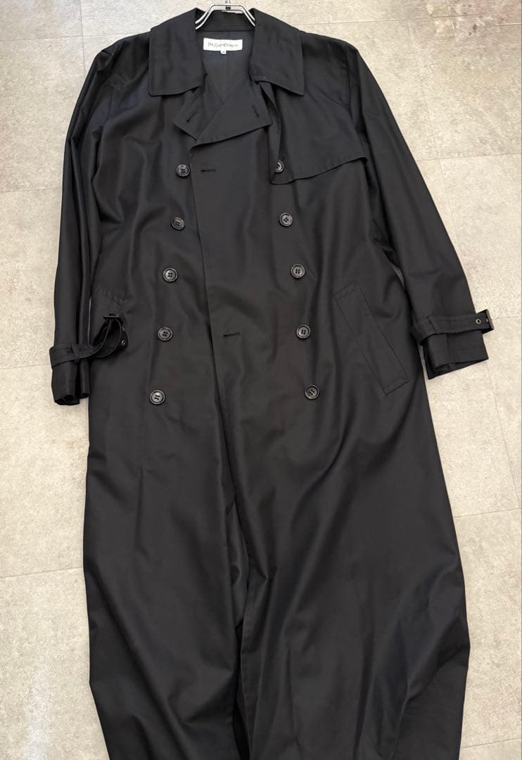 イブ・サンローラン　シルクトレンチコート38黒