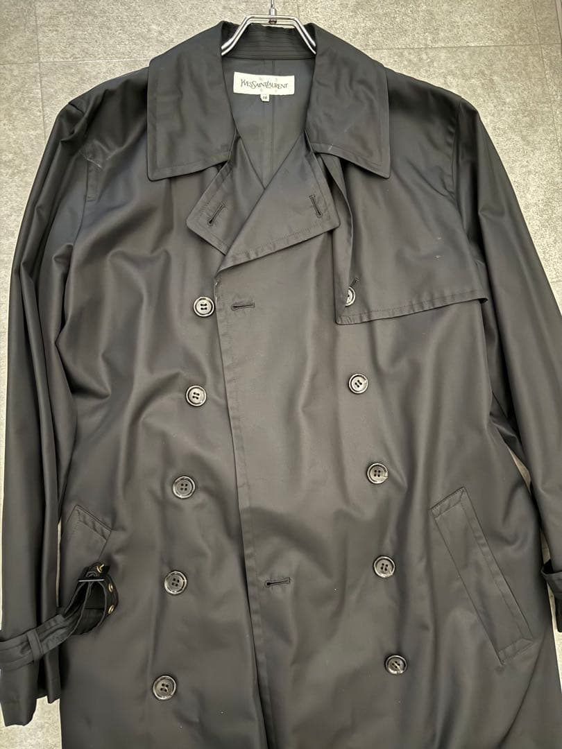 イブ・サンローラン　シルクトレンチコート38黒