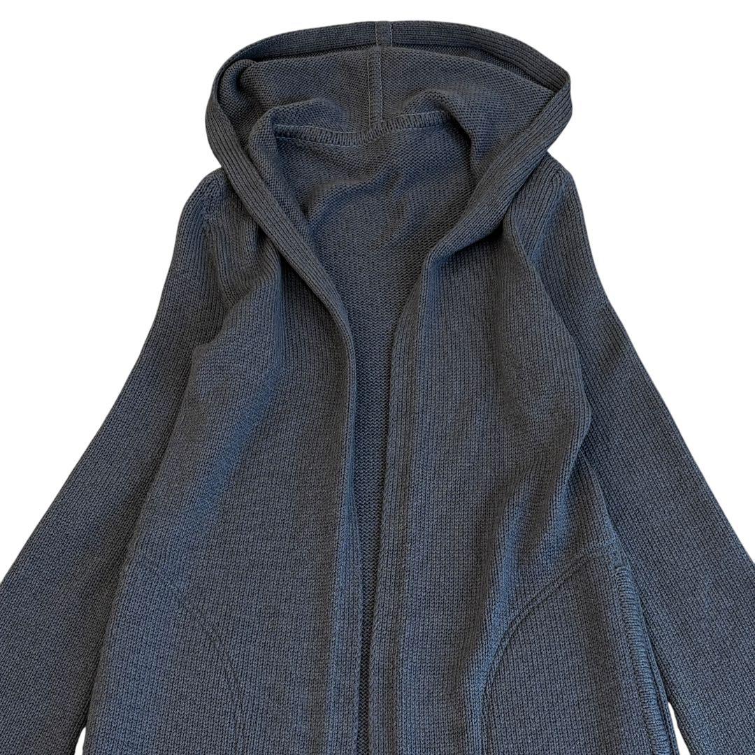 美品　FOXEY フォクシー フード付ロングニットコート グレー 日本製