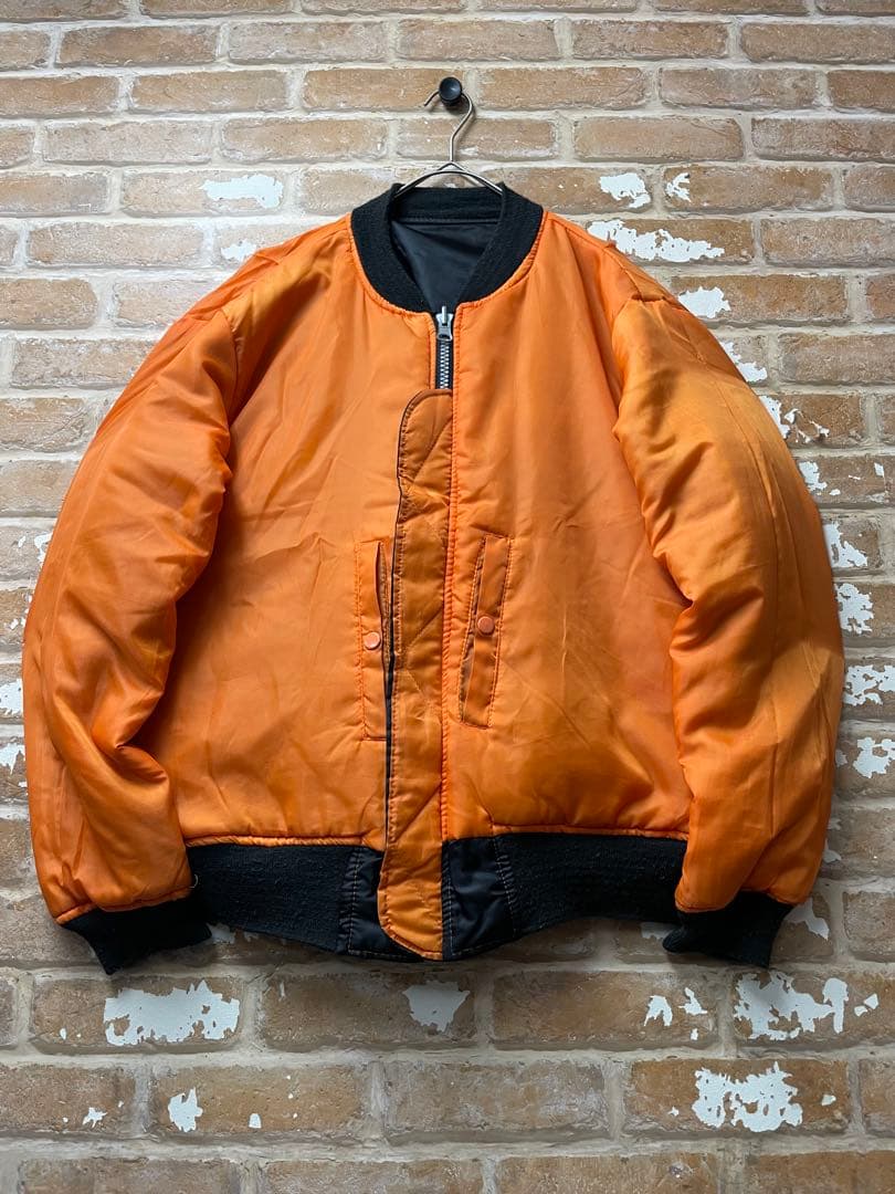00s MA-1 フライトジャケット　ミリタリー　リバーシブル　黒　オレンジ