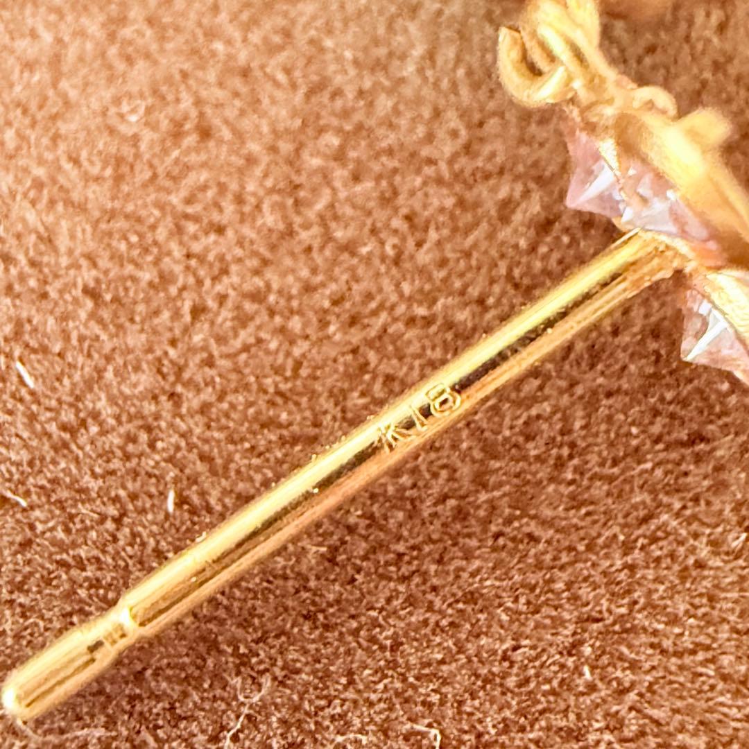 K18 フラワー　香水　モチーフ　ピアス　750 YG