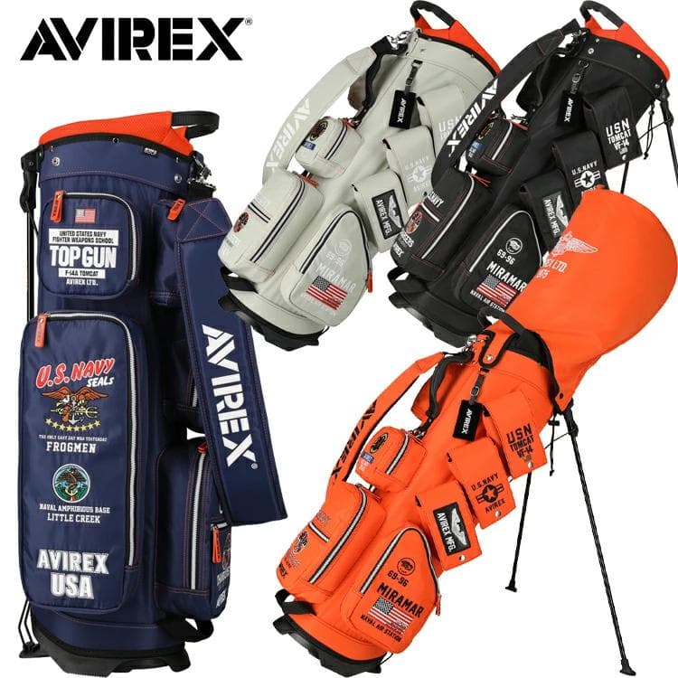 新品 AVIREX アヴィレックスゴルフ スタンド キャディバッグ モスグリーン