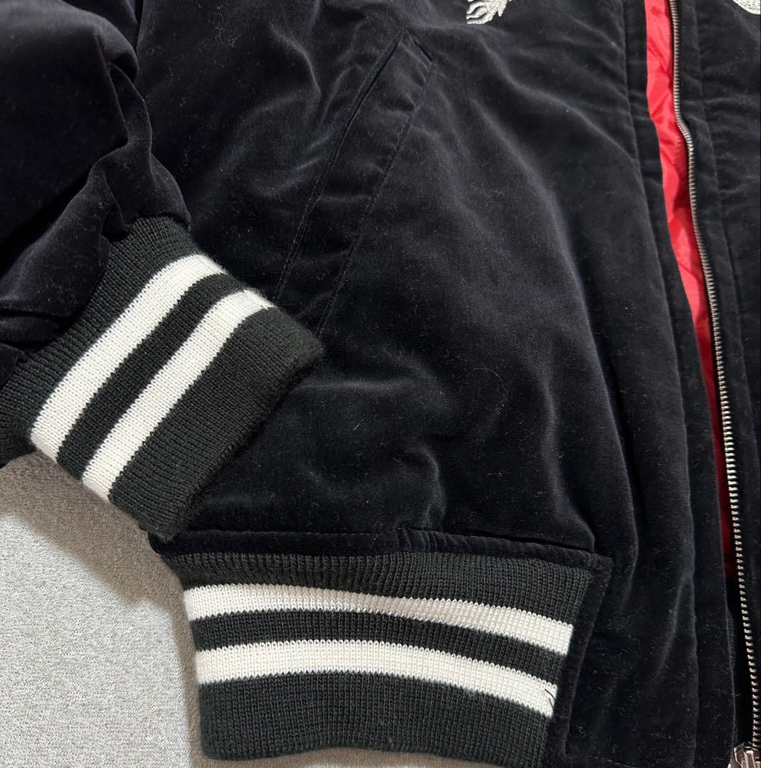 美品✨LL 大きいサイズ　星姫　スカジャン　ベロア　別珍　ブラック　キルティング