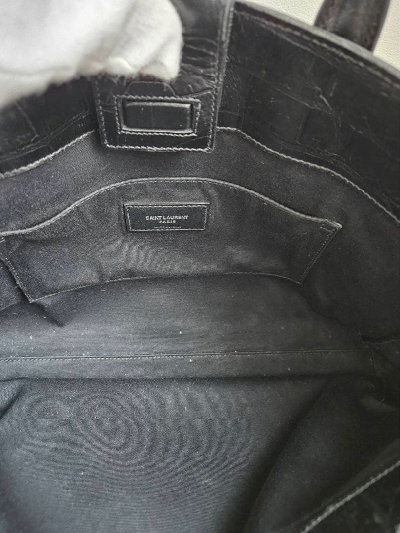 【良品】SAINT LAURENTカバ リヴ・ゴーシュ ハンドバッグクロコ型押し