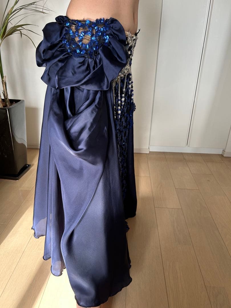 Hanan ベリーダンス　ブラスカートセット　紺色