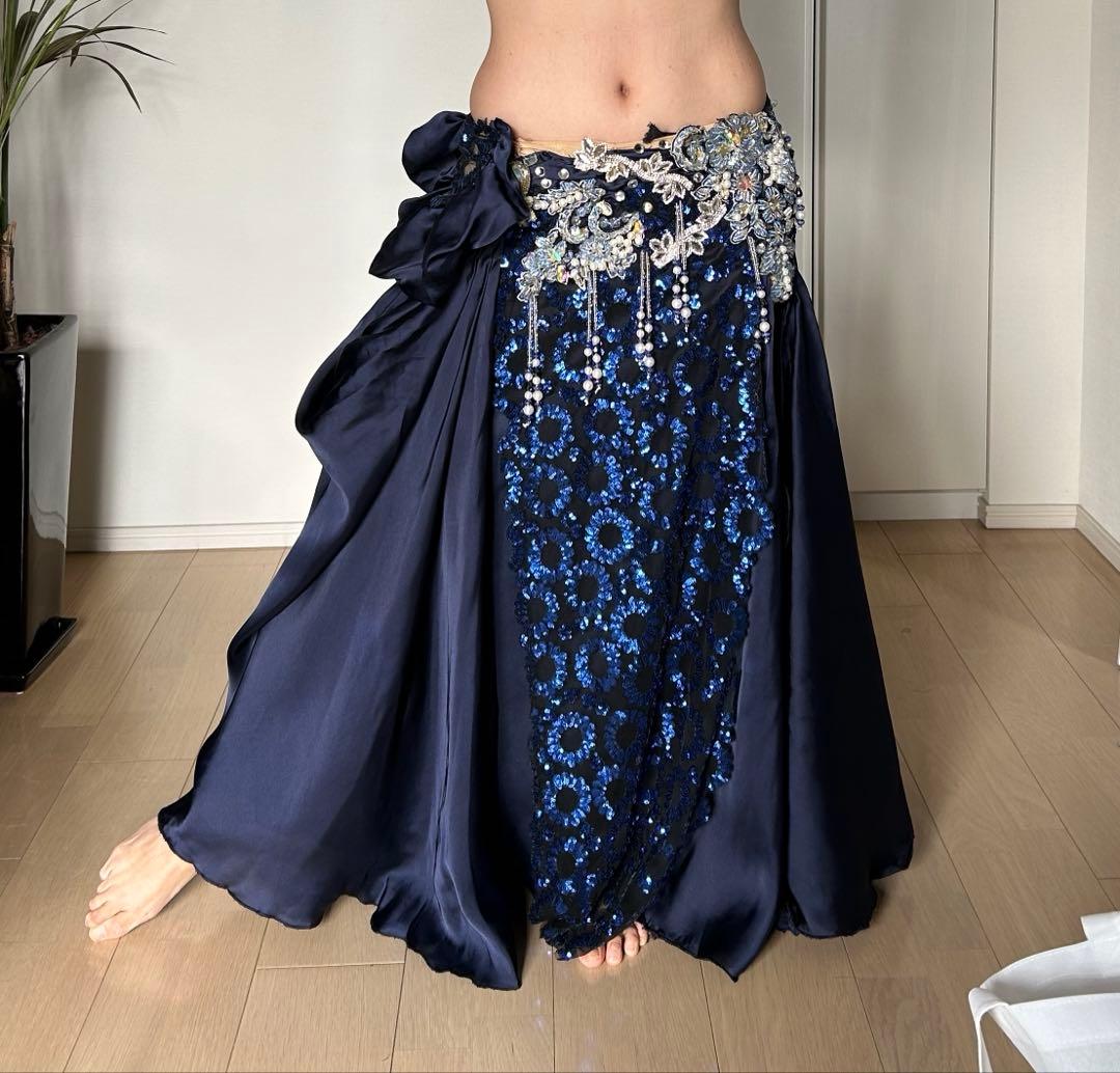Hanan ベリーダンス　ブラスカートセット　紺色