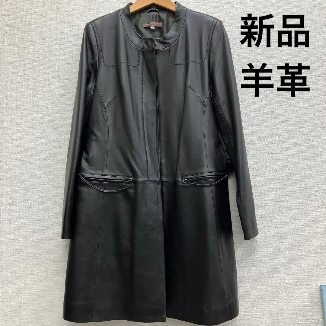 ⭐*☆様 新品　m/m ビノン　羊革　軽量　レザー　ノーカラーコート　ジャケット