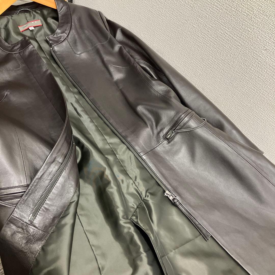 ⭐*☆様 新品　m/m ビノン　羊革　軽量　レザー　ノーカラーコート　ジャケット