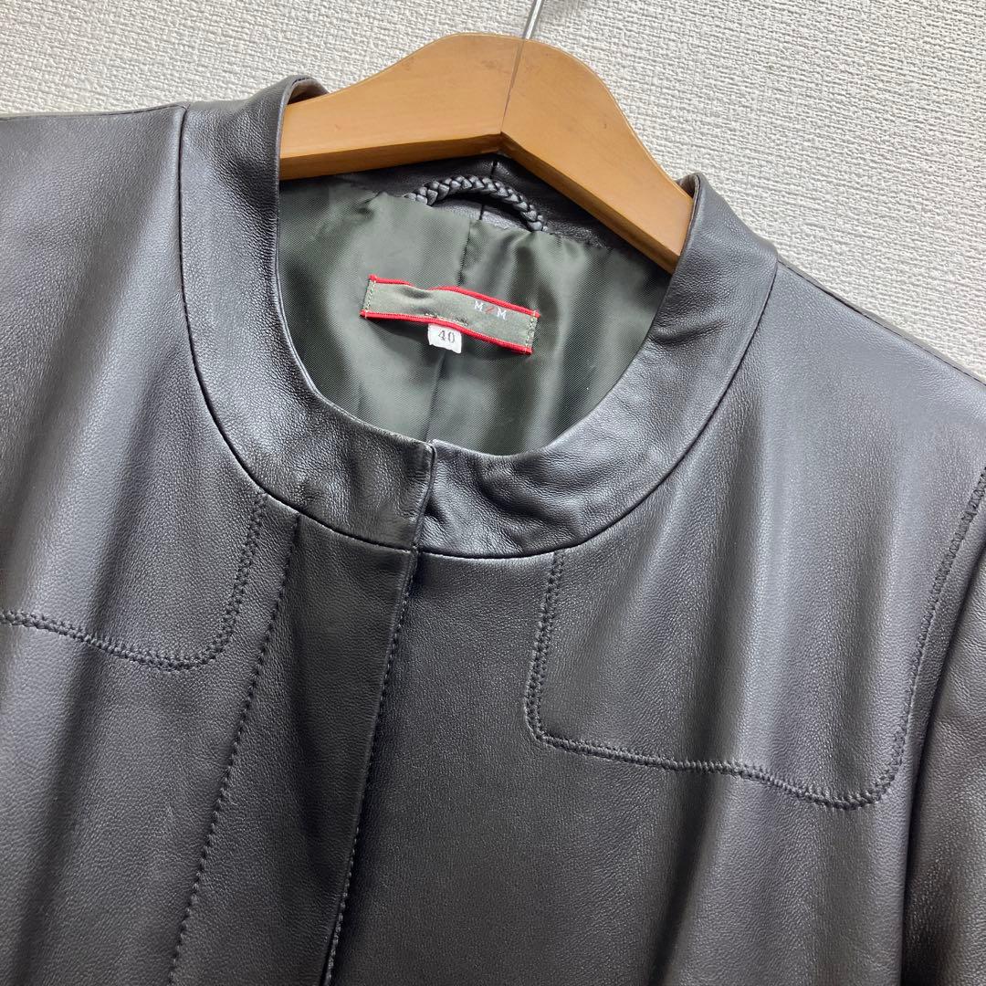 ⭐*☆様 新品　m/m ビノン　羊革　軽量　レザー　ノーカラーコート　ジャケット