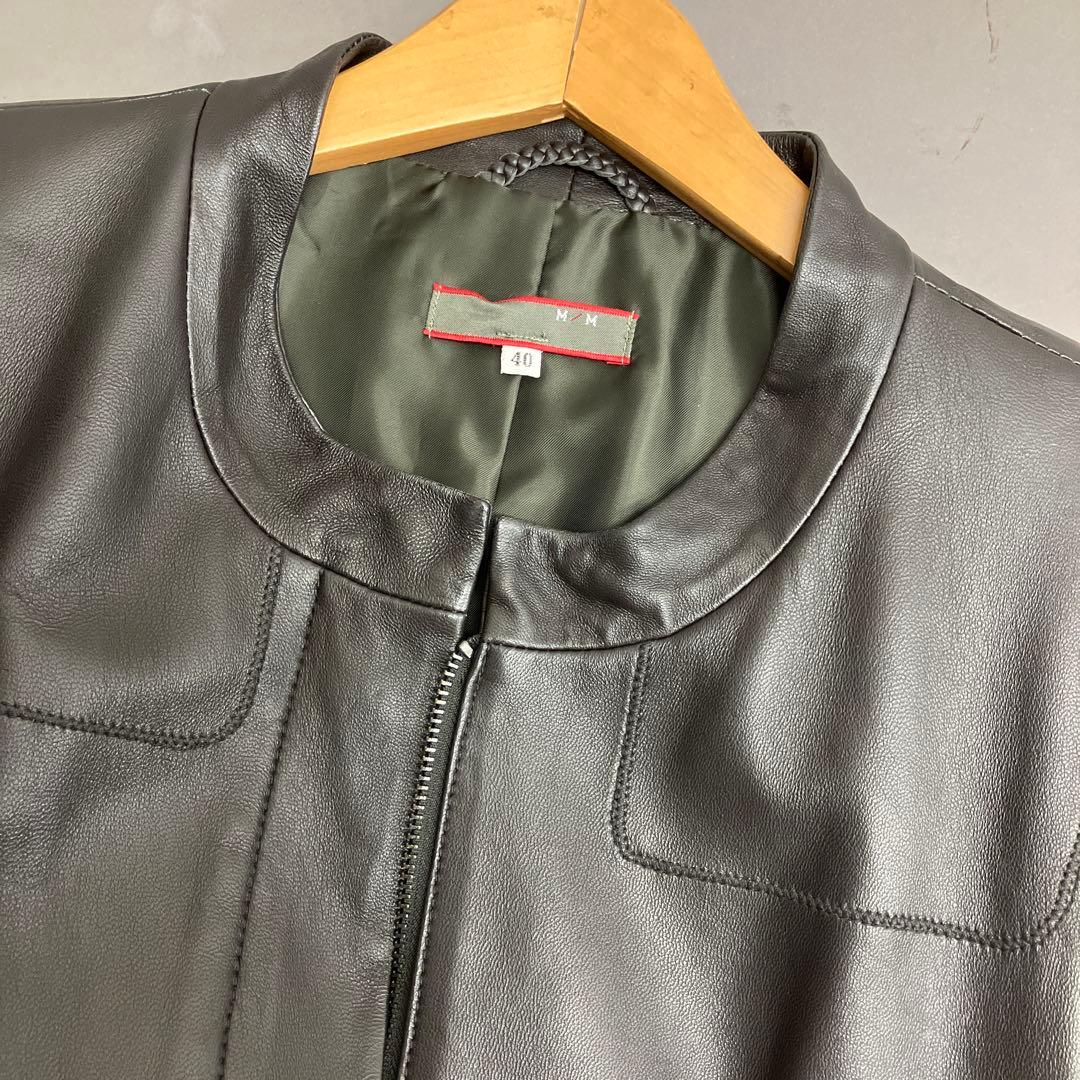 ⭐*☆様 新品　m/m ビノン　羊革　軽量　レザー　ノーカラーコート　ジャケット