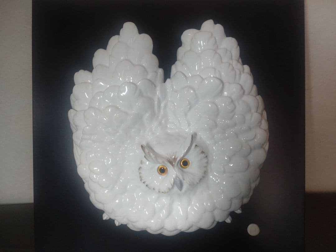 ノリタケ　フクロウ拡翼　陶額