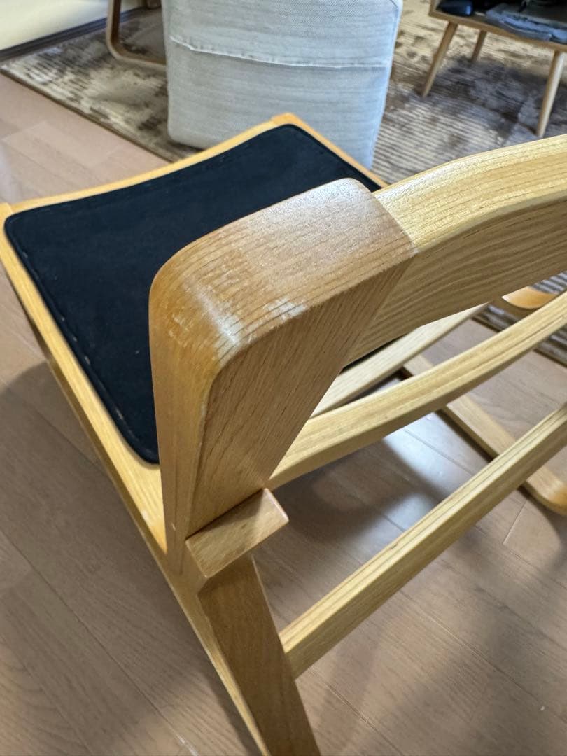 無印良品・オーク材・リビングでもダイニングでもつかえるソファチェア　カバー付き