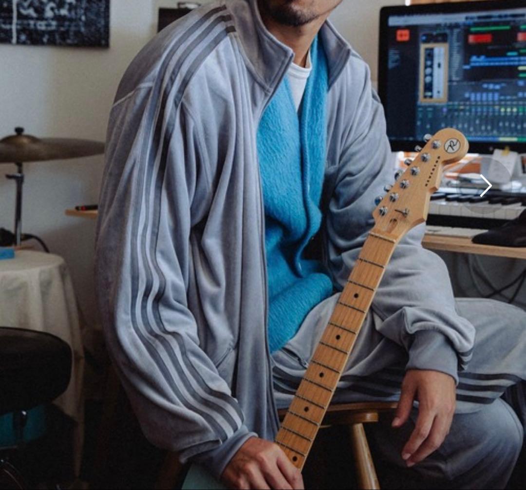 adidas ベロア トラックジャケット グレー Mサイズ