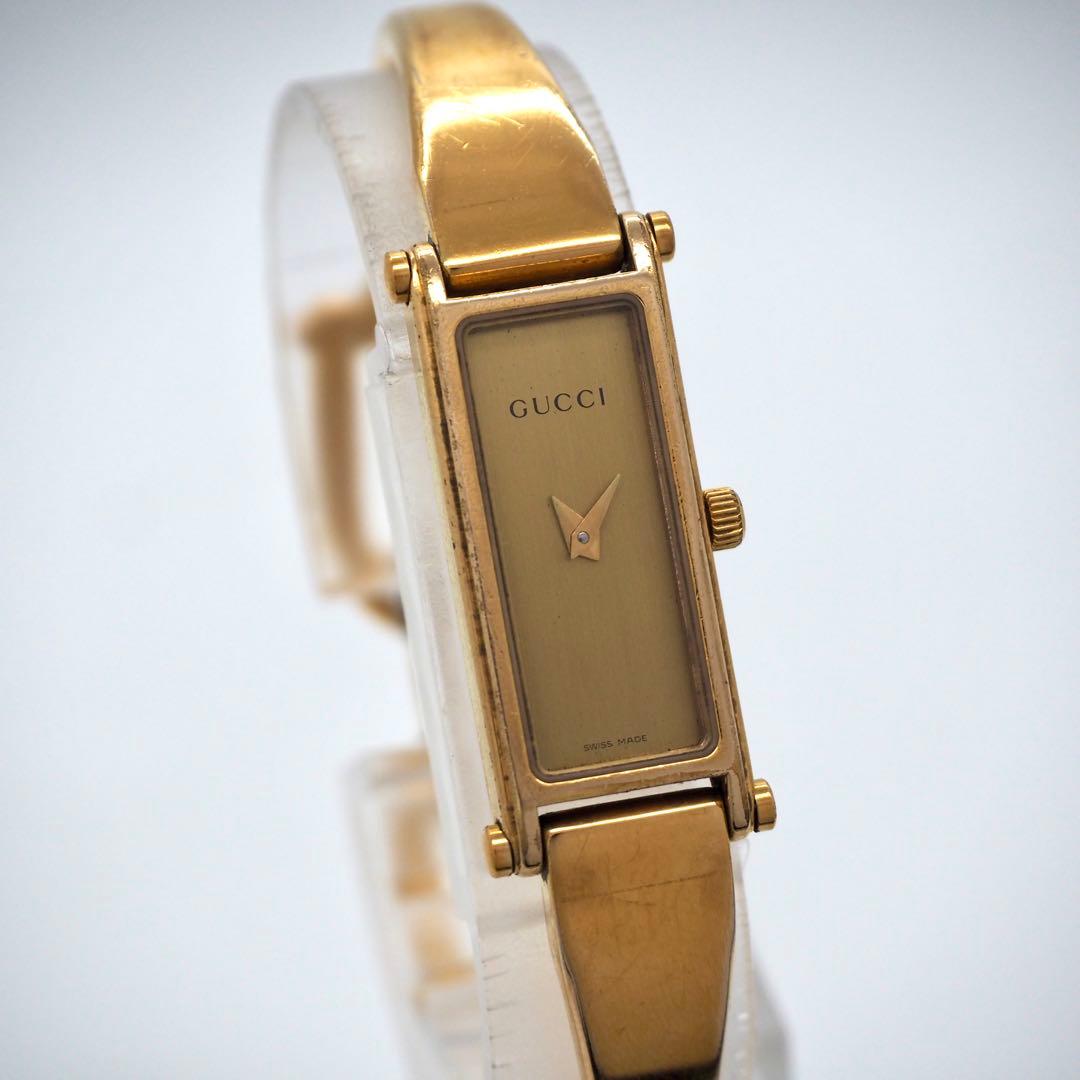 728 GUCCI 時計　箱付き レディース ゴールド 1500L バングル