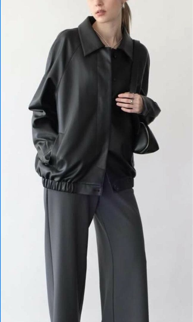 まろん ヤマダヤ　レザーライクオーバーブルゾン　Aga