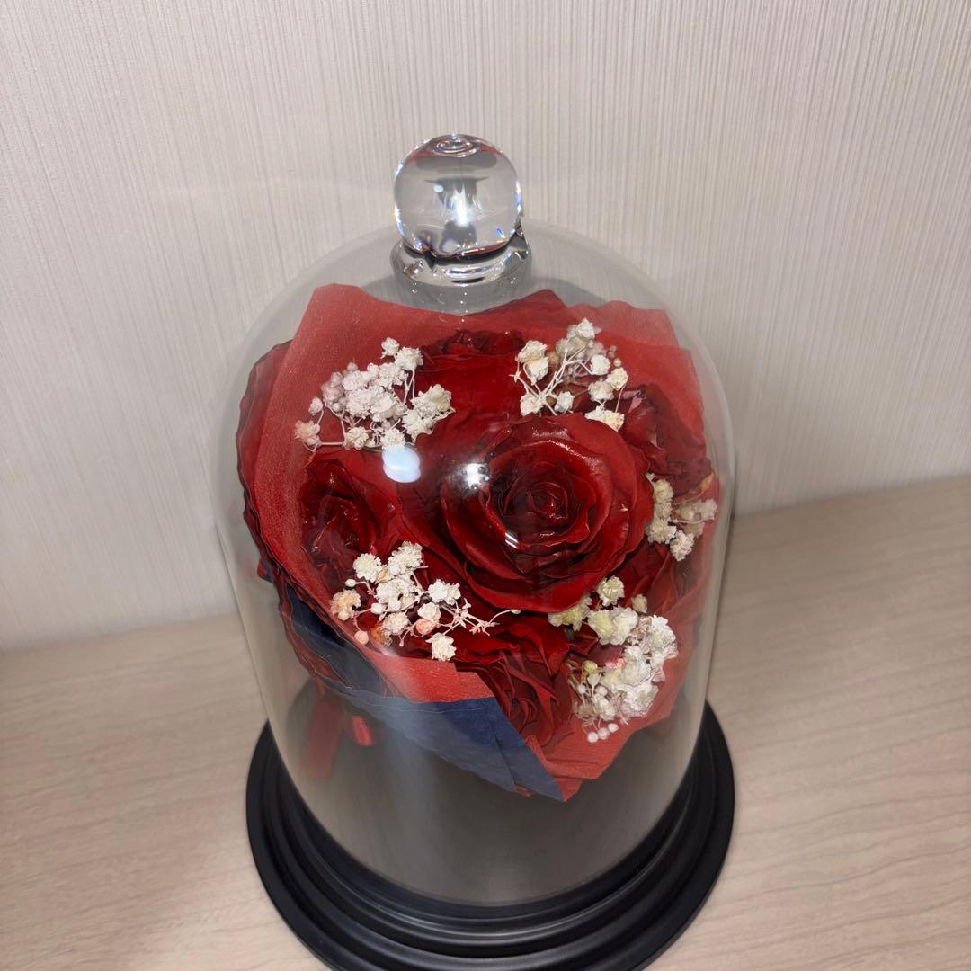 プリザーブドローズ ガラスドームアレンジメント