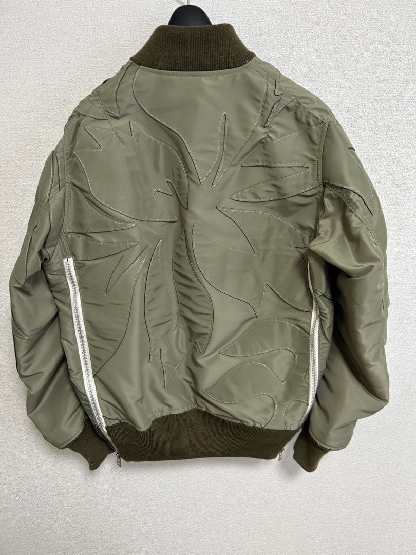 sacai MA-1 パッチワーク ナイロンジャケット サイズ1 カーキ サカイ