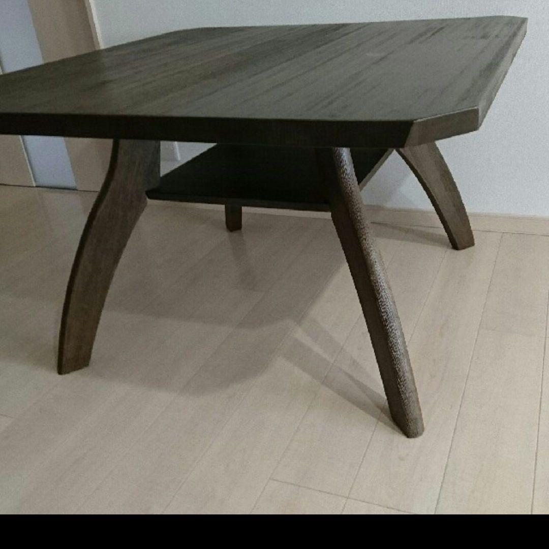 ダークブラウン 木製 正方形ダイニングテーブル