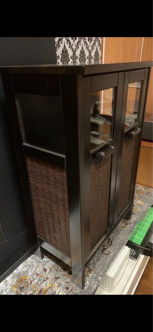 希少 モダン♦️マットブラック&ラタンブラウン♦️お洒落チェスト 大３段♦️送料込