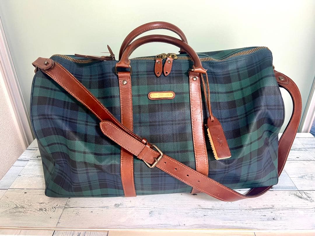 POLO RALPH LAUREN ダークグリーンチェック ボストンバッグ