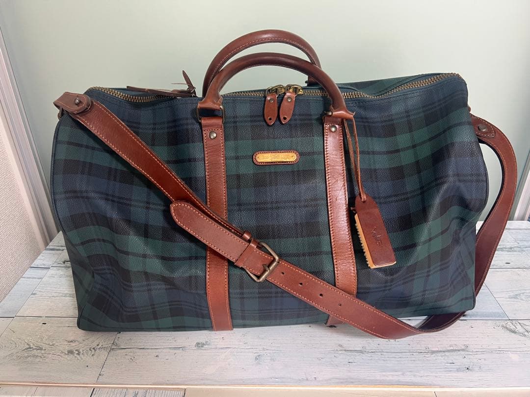 POLO RALPH LAUREN ダークグリーンチェック ボストンバッグ