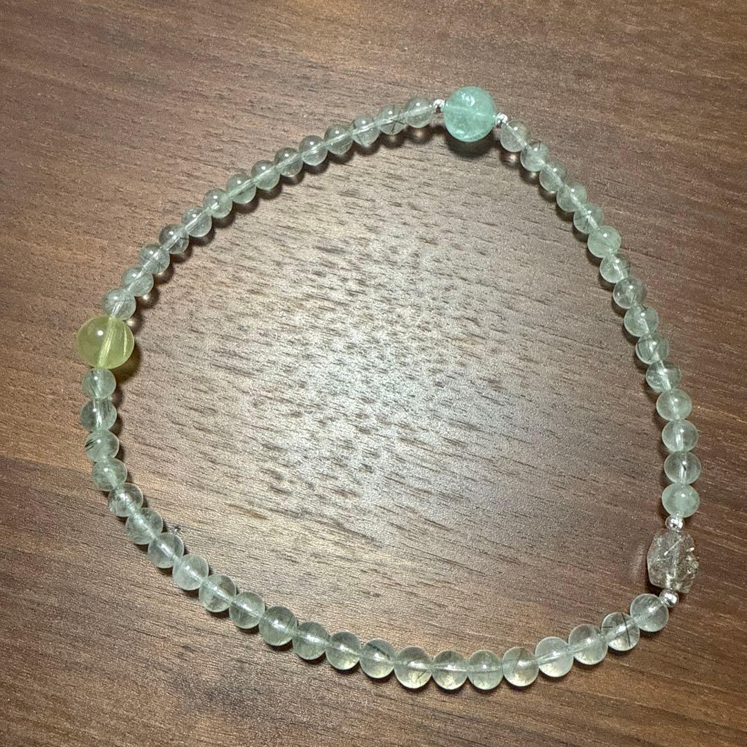 水晶・アクアマリン アンクレット 約20cm