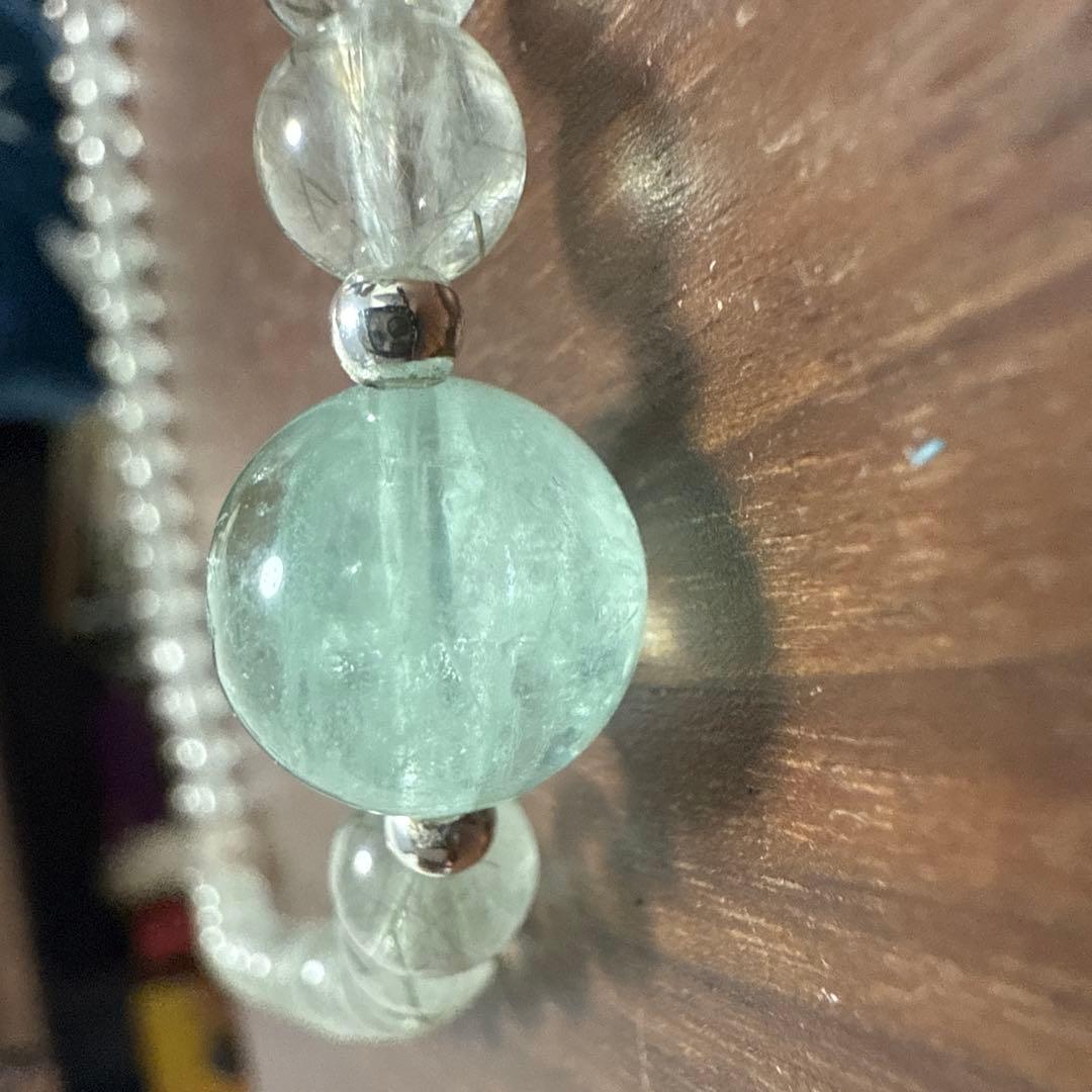 水晶・アクアマリン アンクレット 約20cm