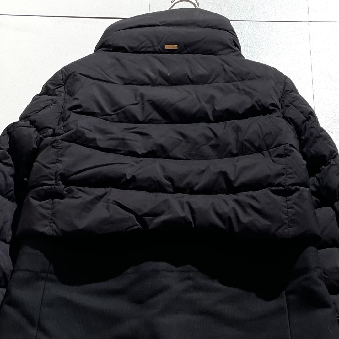 ヘルノ　HERNO　異素材切替え　ダウンコート　ウール　ロング丈　ブラック 黒