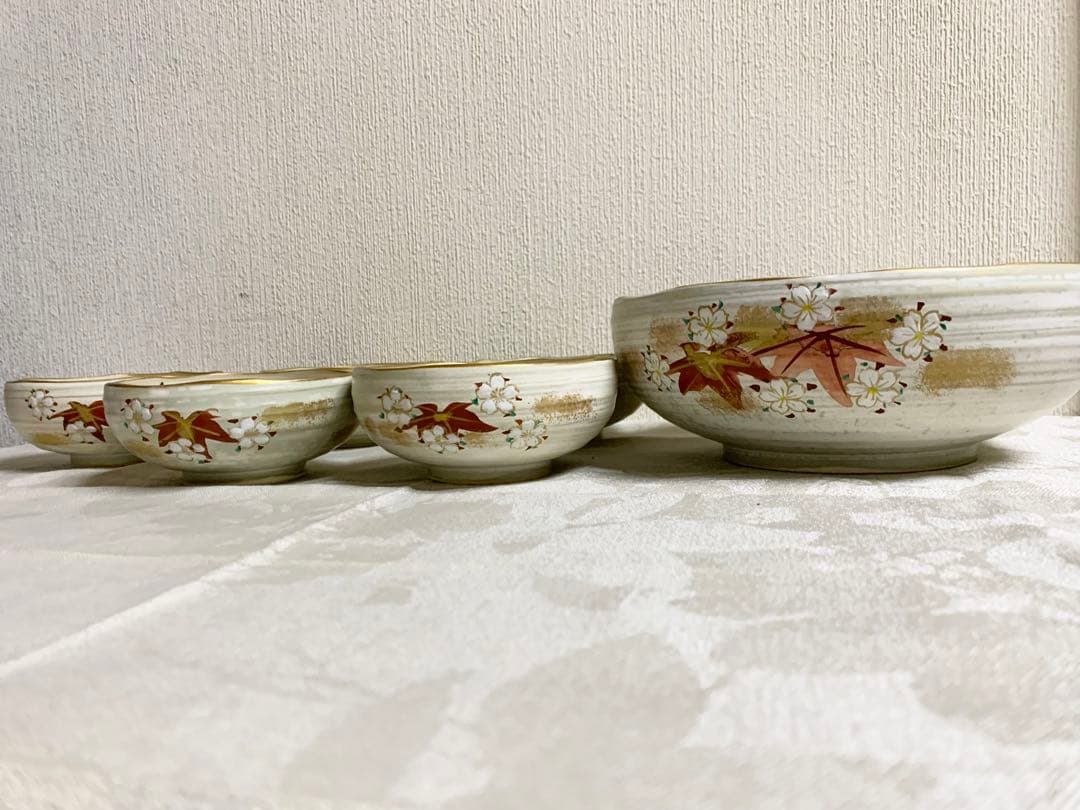 美品 京都雲楽窯6点セット 京焼 清水焼 桜もみじ 陶器 大皿 おもてなし 来客