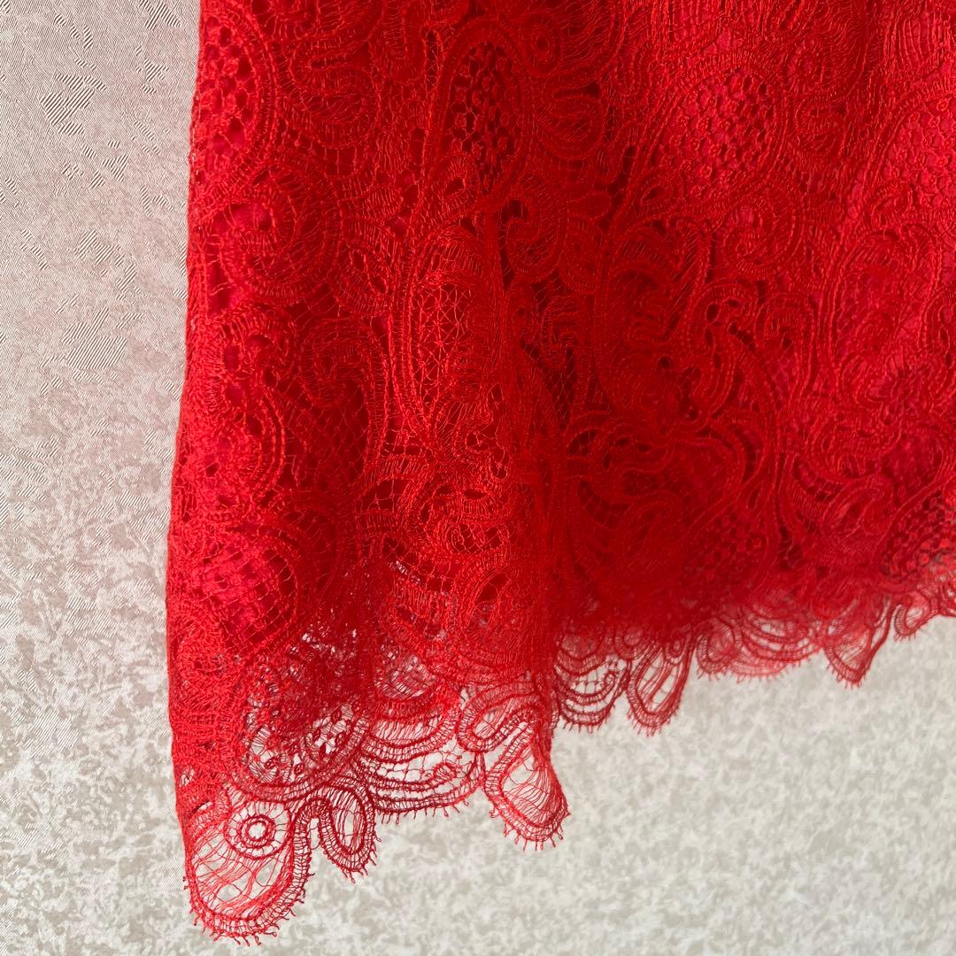 お値下げ新品未使用　レース 半袖トップス 赤