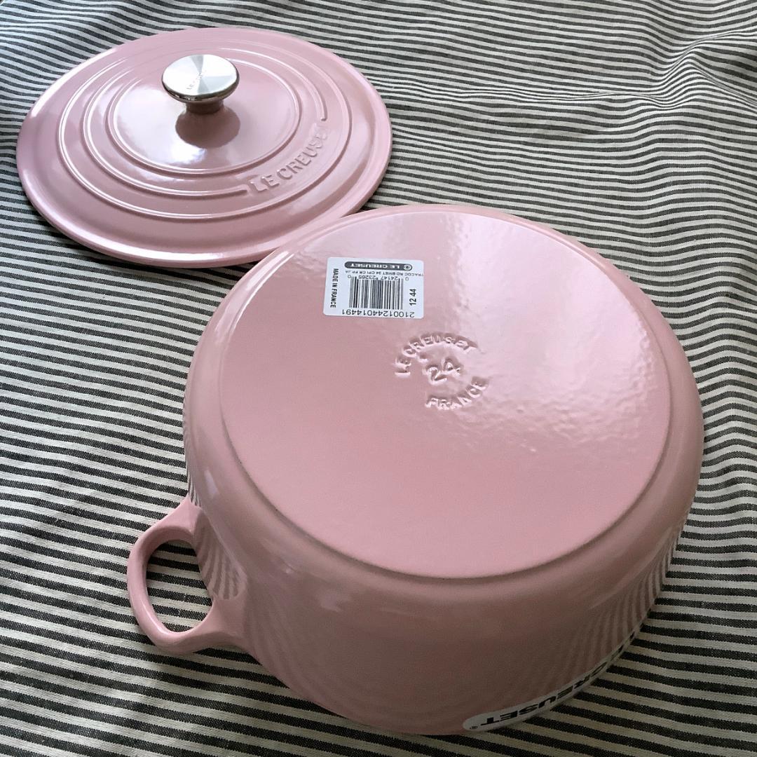 【ルクルーゼジャポン正規品】ココットロンド 24センチ シフォンピンク色