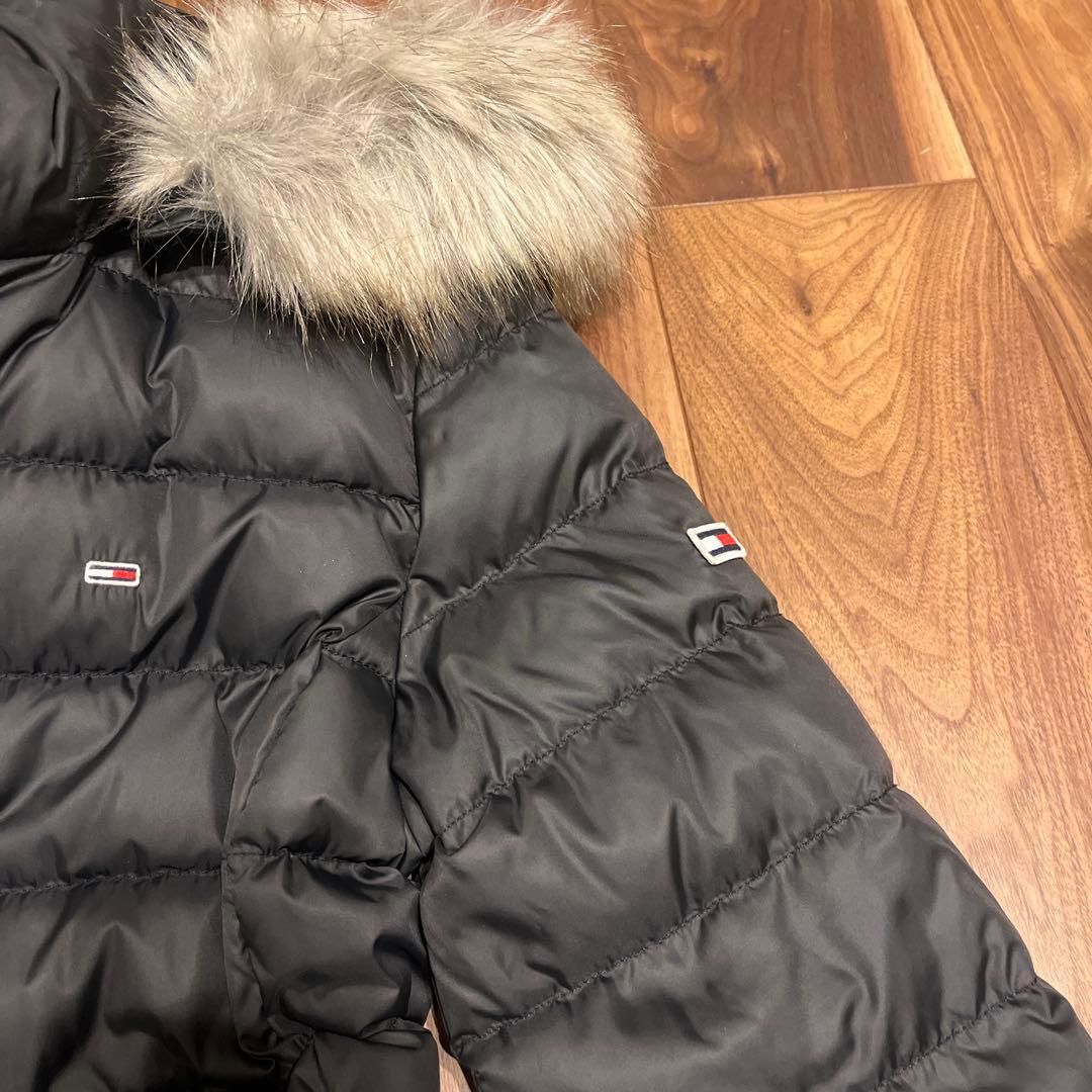 フード付きロングダウンジャケット 黒