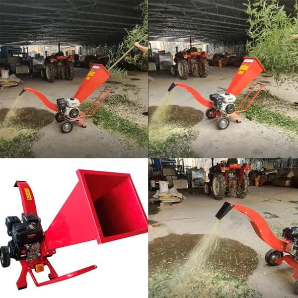 ウッドチッパー7.5馬力★最大処理径70mm 粉砕機 日本語説明赤【営業所留め】