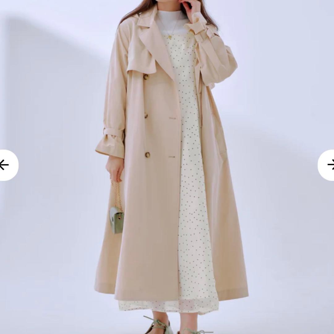 【COHINA コヒナ】フード付きライトトレンチフレアコート regular