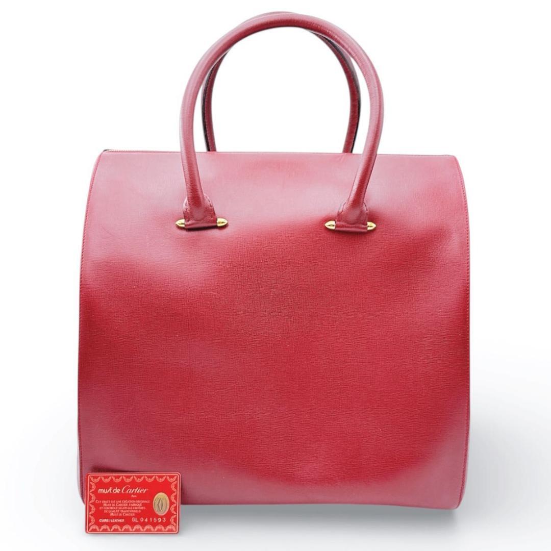 Cartier カルティエ マストライン ボストンバッグ レザー ボルドー