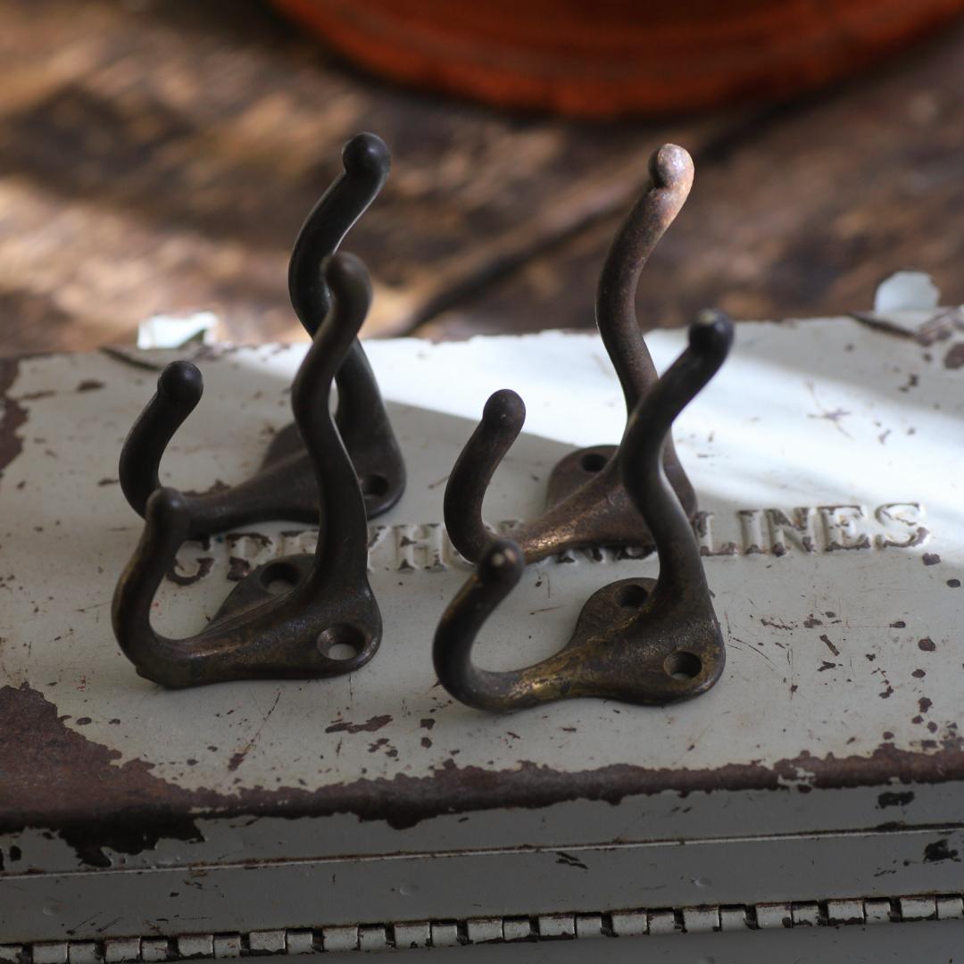 4つセット*フランスアンティーク　真鍮フック/ブロカントヴィンテージ