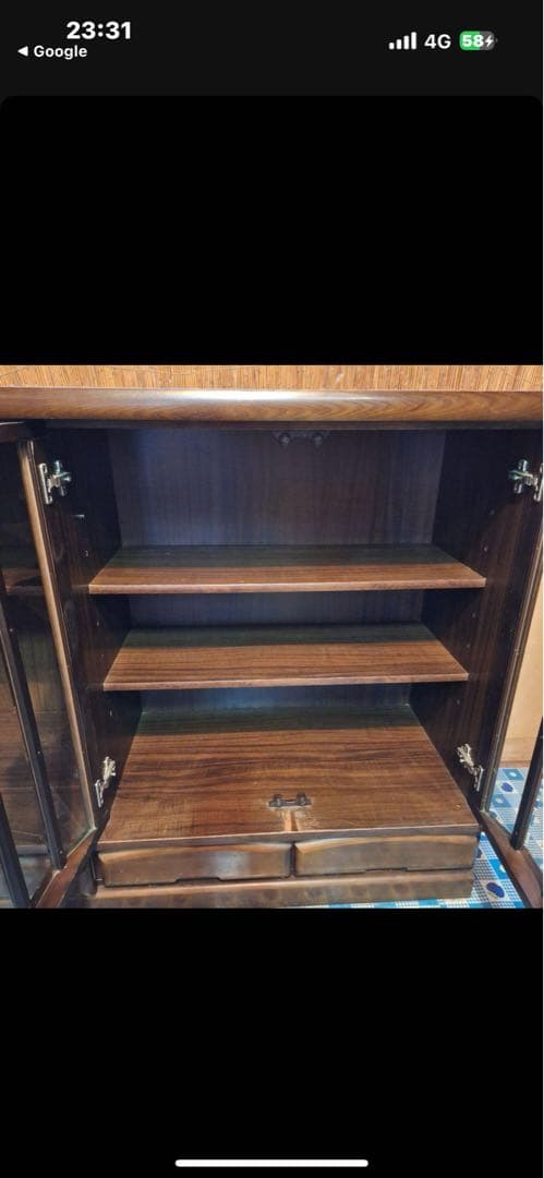 木製アンティーク ガラス扉 キャビネット レトロ食器棚 本棚 古家具 骨董品