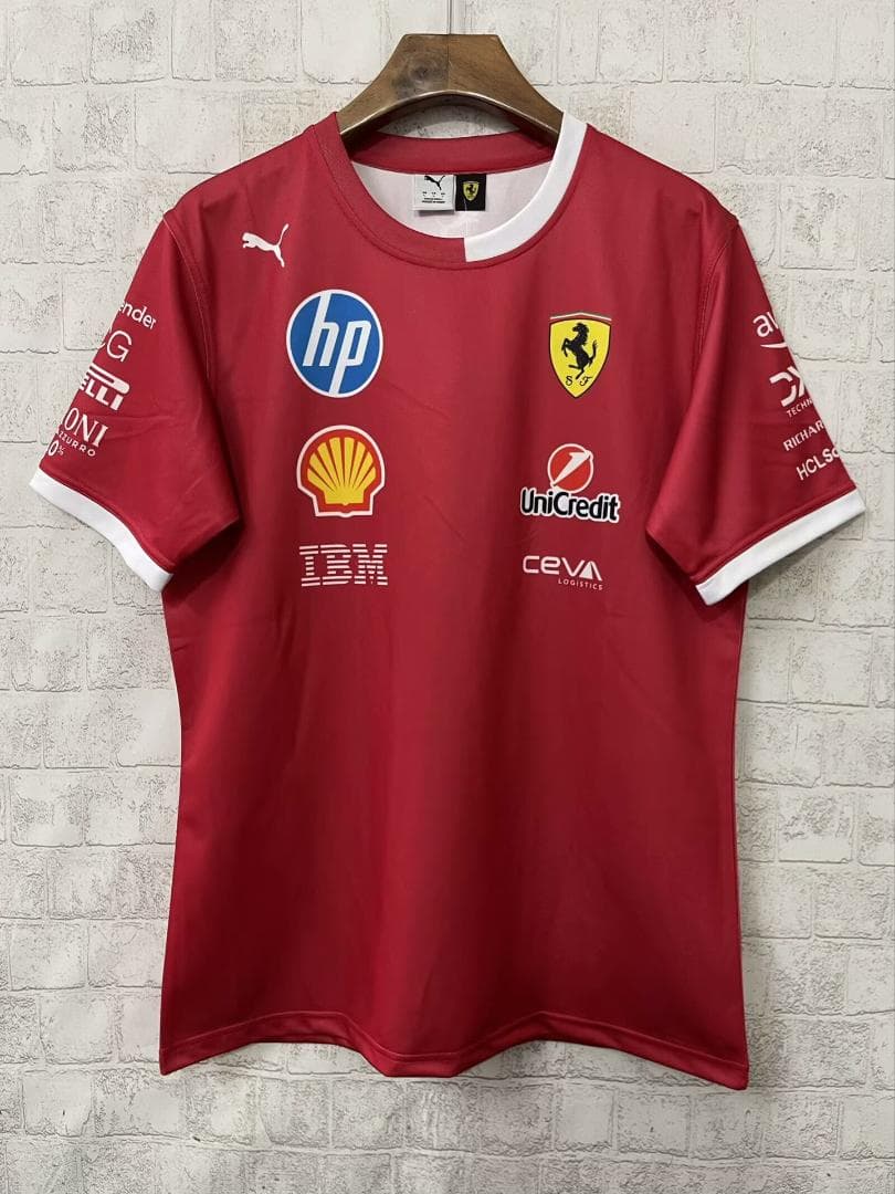 2025年F1フェラーリ ホワイトクルーネックレーシングウェア