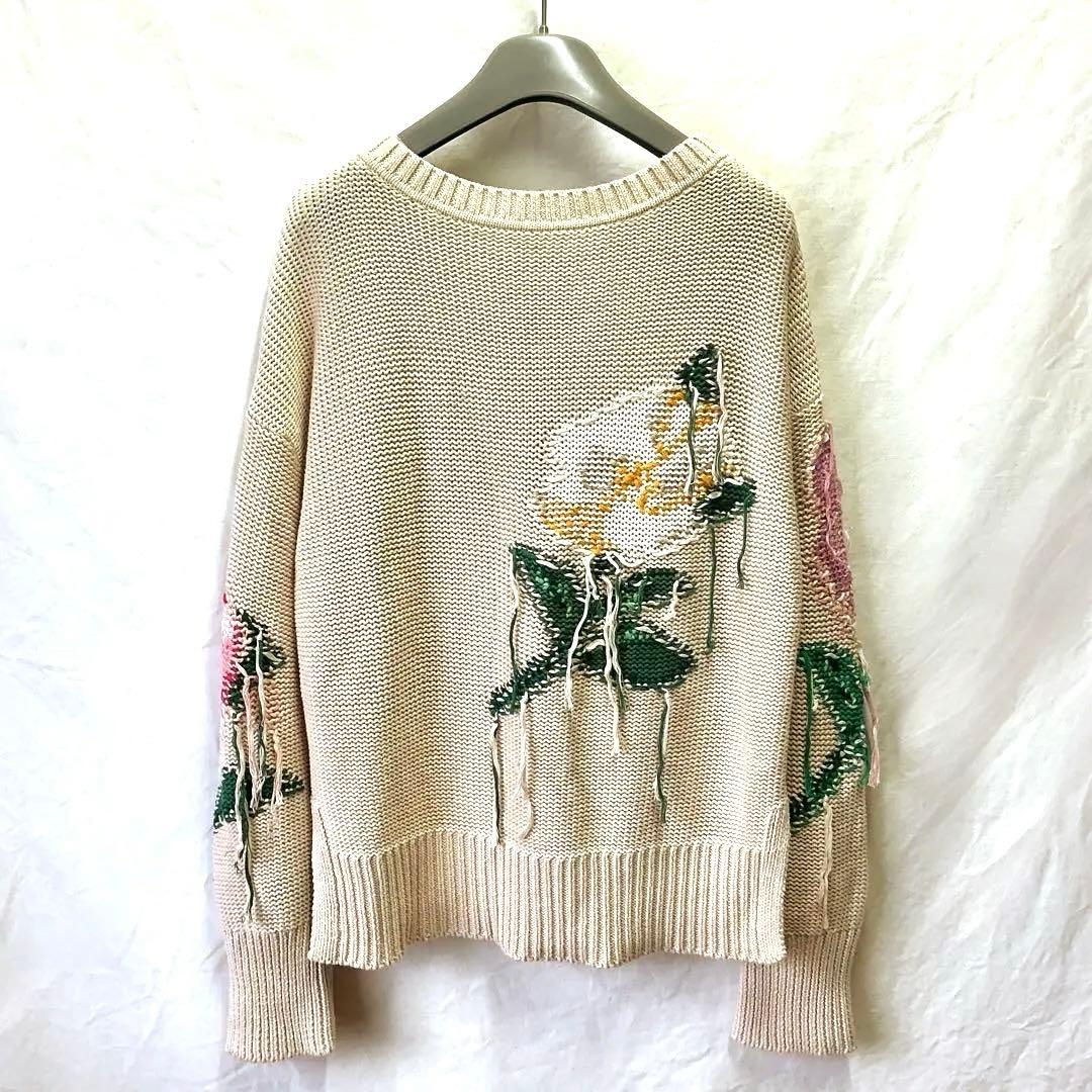 美品 TWINSET コットン ニット セーター 47,000円 花柄 ベージュ