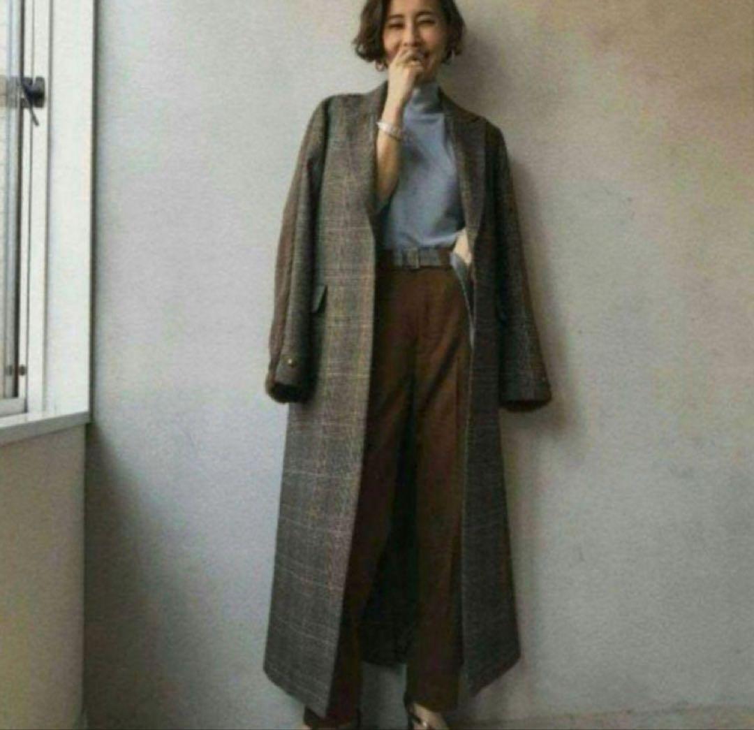 ジャケット・アウター FUR LINE GLEN CHECK COAT ameri vantage