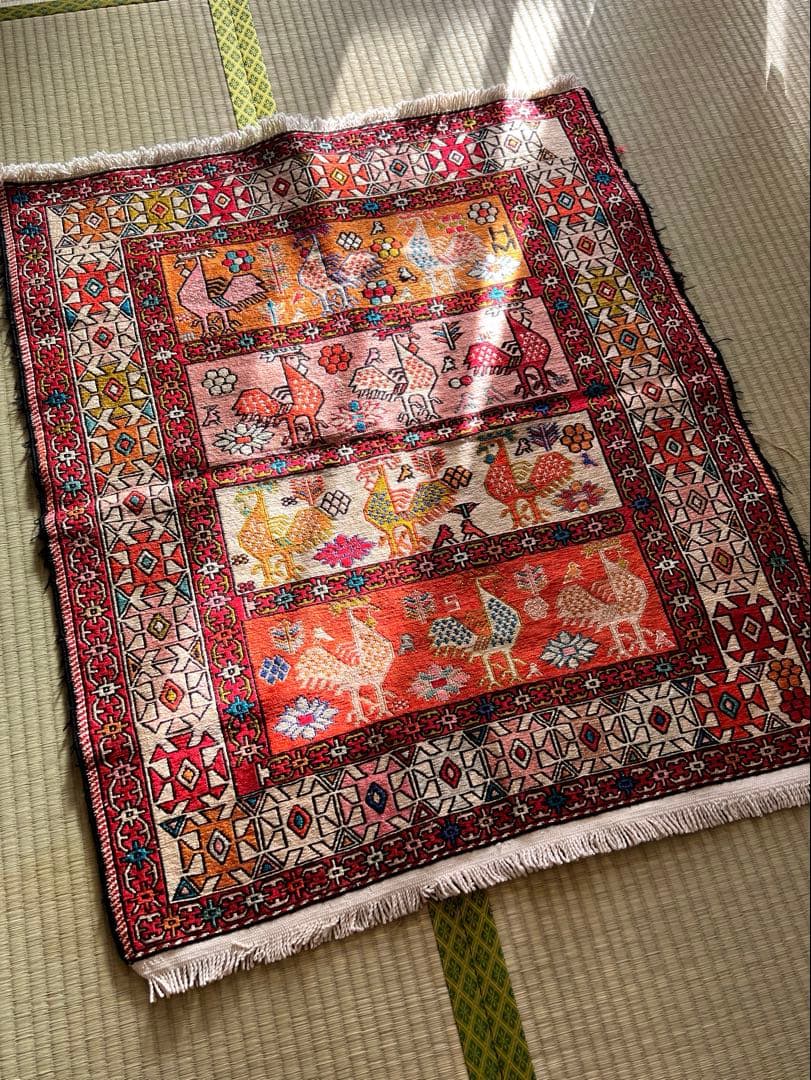 ペルシャ絨毯　カシュガイ族　キリム　手織り　100x80