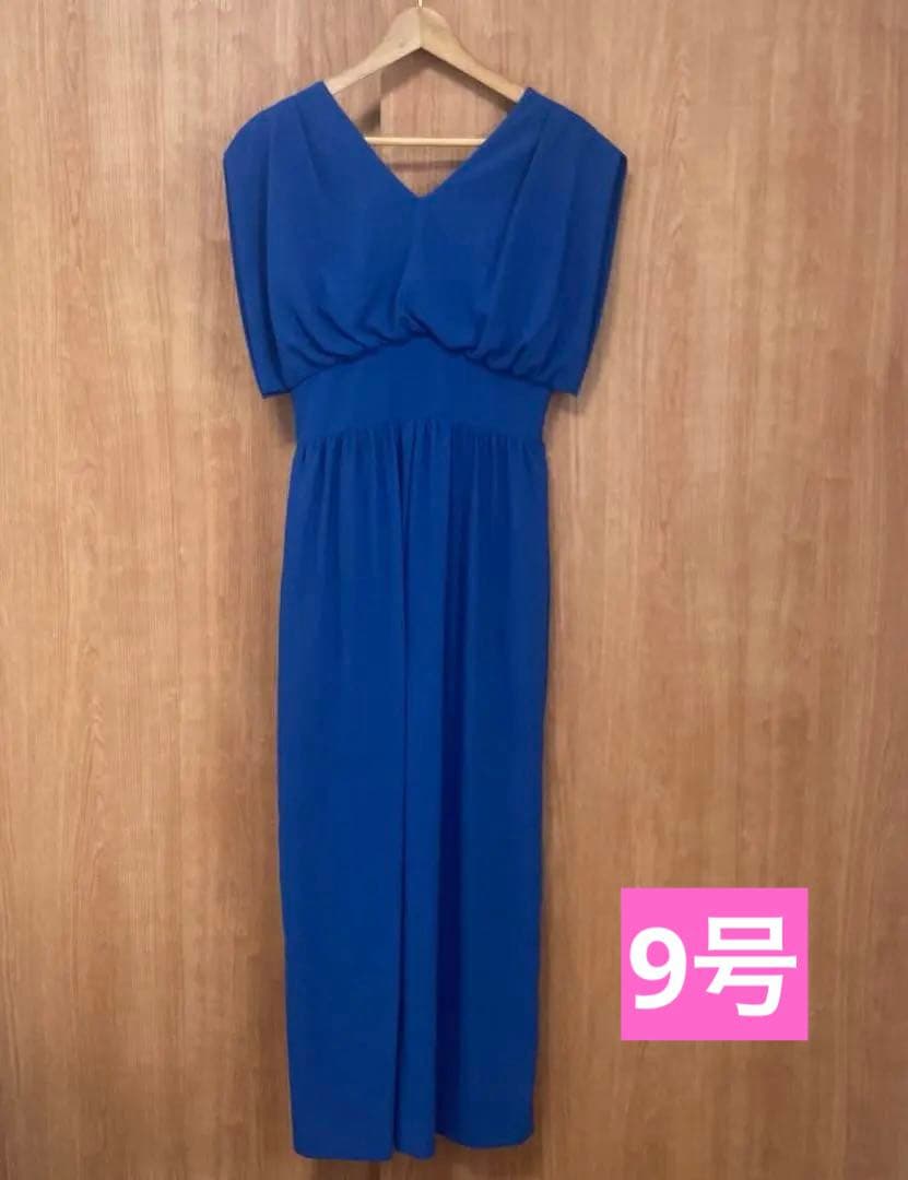 【極美品】【chaco】オールインワン　パンツドレス 青 ブルー 9号