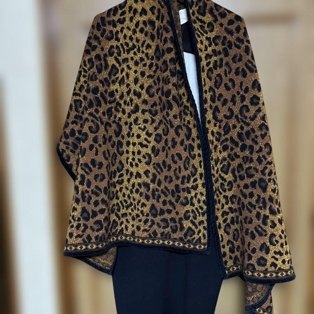 ディオールChristian Dior レオパード柄 ウールショール