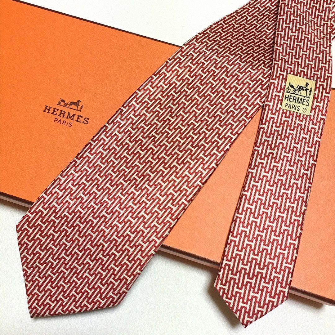 未使用級 H織りタイ ファソネH H柄 エルメス HERMES ネクタイ シルク