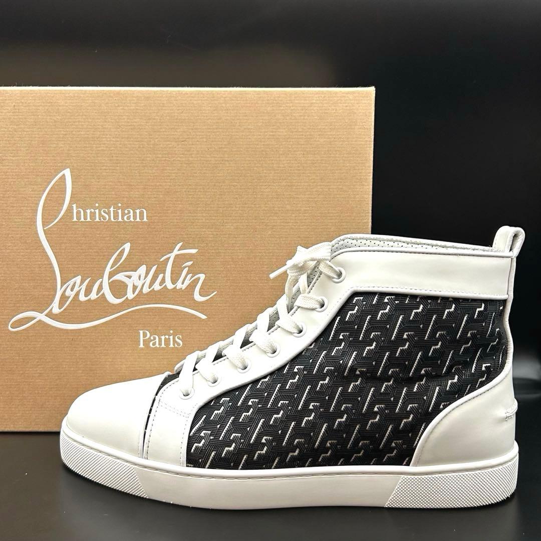 【美品】クリスチャンルブタン ハイカットスニーカー メンズ レザー 白 26.5